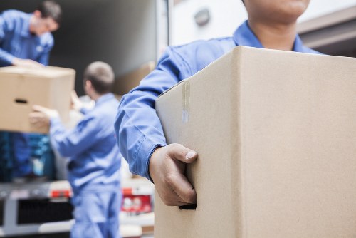 Business moving team coordinating an office relocation