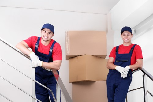 Business move logistics showing office furniture loaded for transport in West London