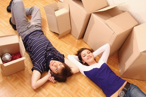 Furniture and boxes being loaded for student removals in Maida Vale